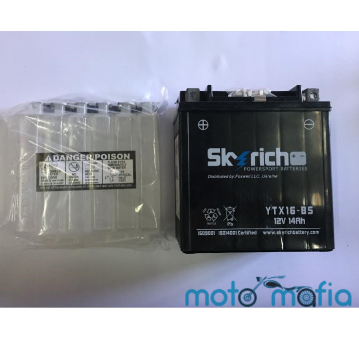 Аккумулятор сухо заряженный 12V 14A "Skyrich" с электролитом в комплекте